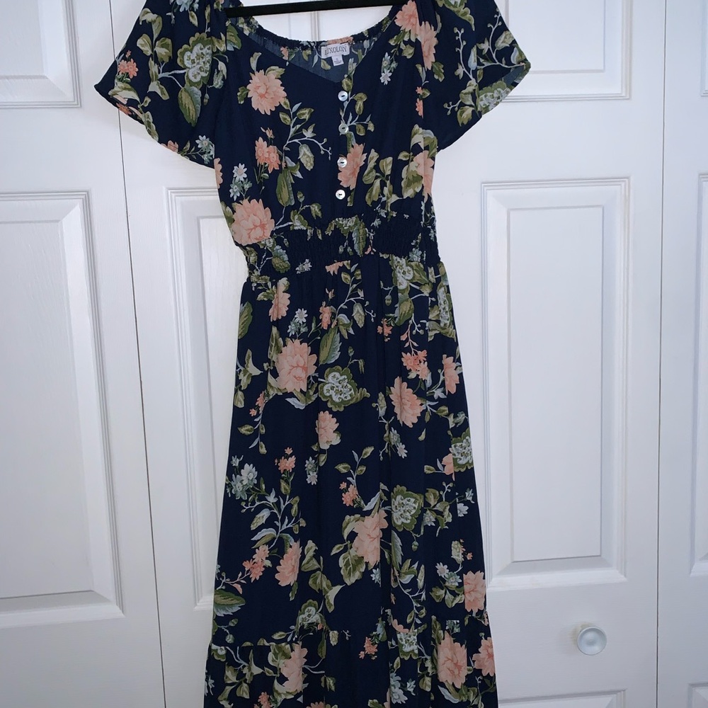 Pink and Orange A-line Knee-length Dress with Flutter Sleeves for Weddings